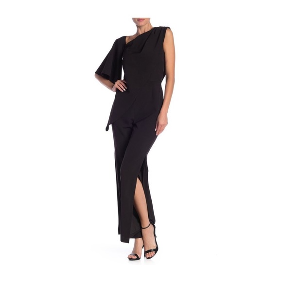Alexia Admor Pants - Alexia Admor flare short sleeve black jumpsuit
